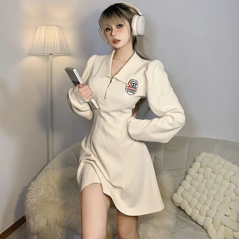 Polo Style Dress With Long Sleeves