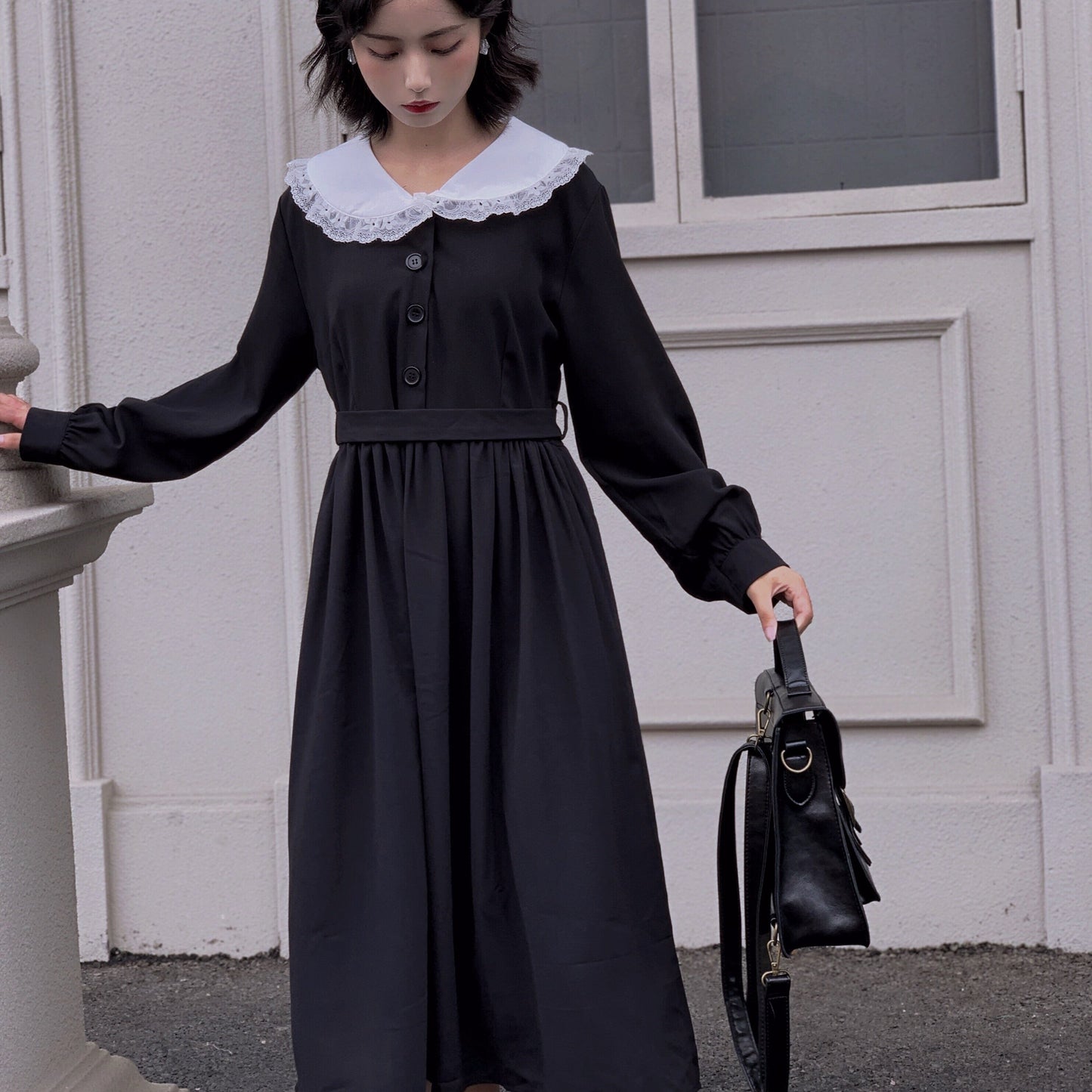 Button-Down Midi Dress With Collar