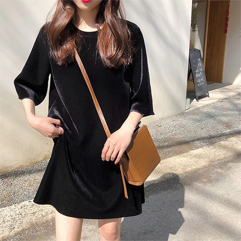 Velvet Mini Dress With Wide Sleeves