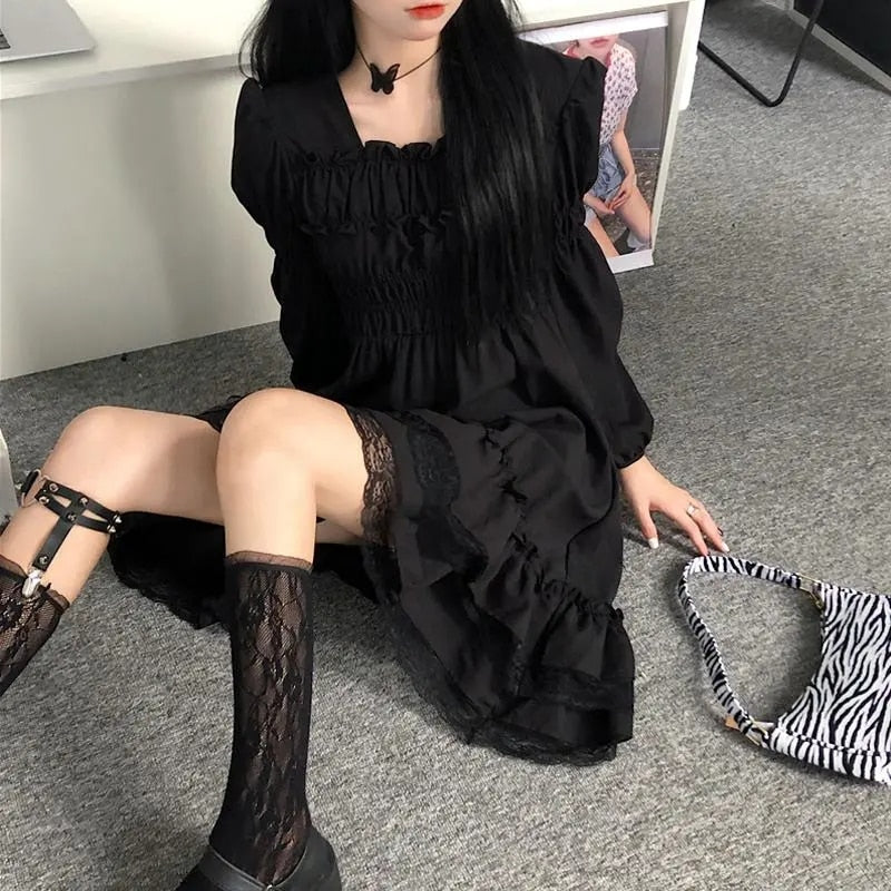 Draped Mini Dress With Lace Hem (M to 4XL!)