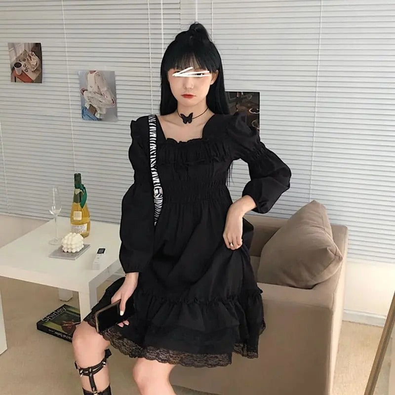 Draped Mini Dress With Lace Hem (M to 4XL!)