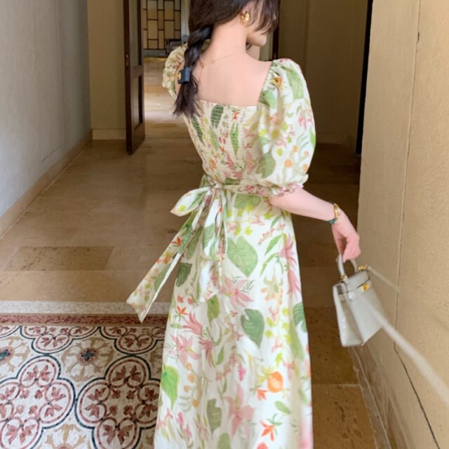 Off-Shoulder Dress With Rose Print