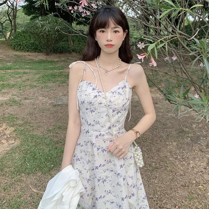 Mini Bustier Dress With Floral Print And Adjustable Spaghetti Straps