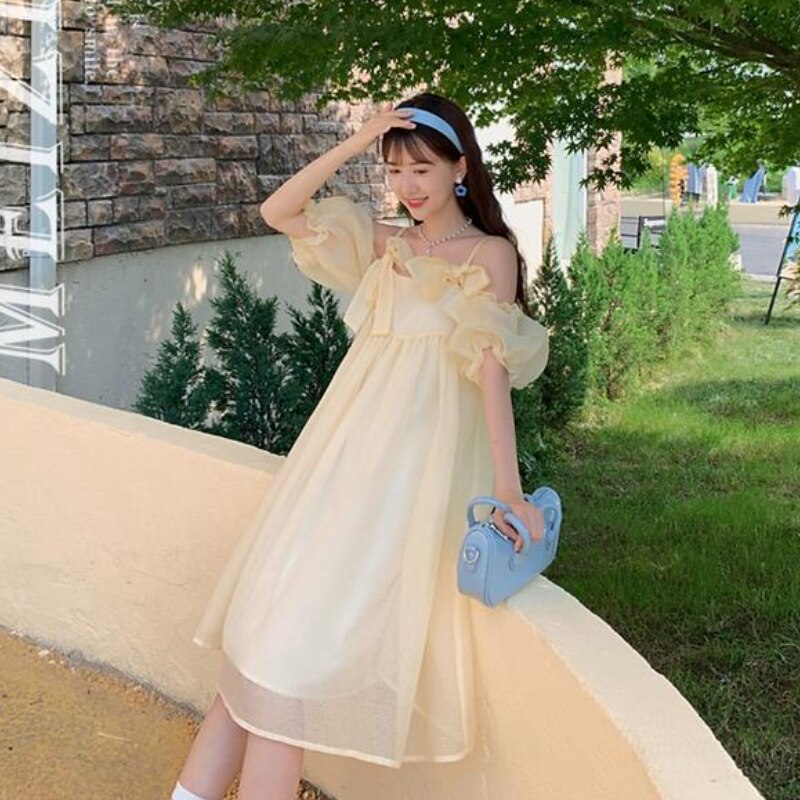 Off-Shoulder Dress With Bow Decoration