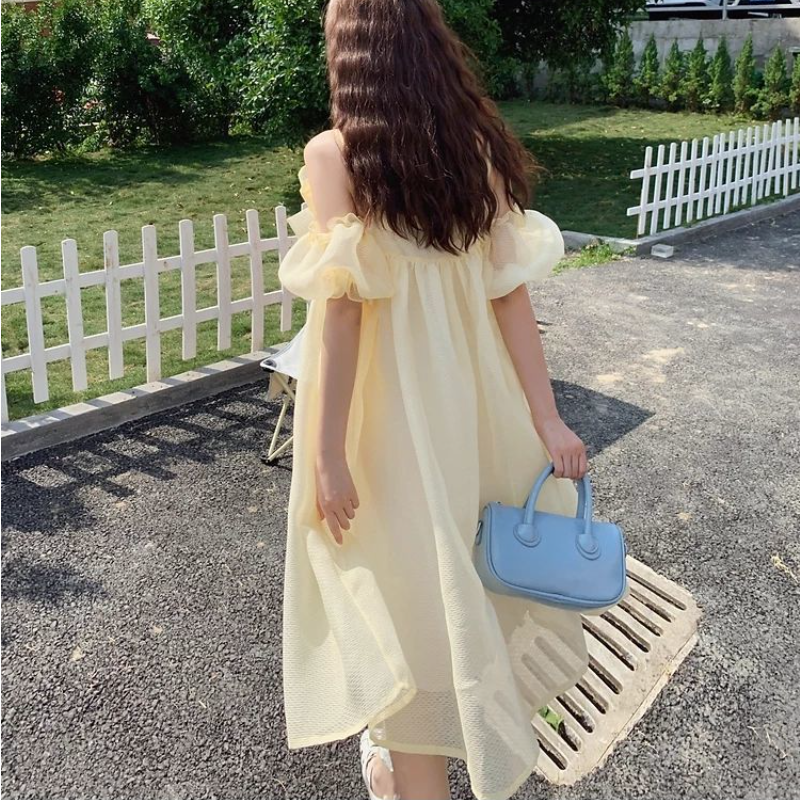 Off-Shoulder Dress With Bow Decoration