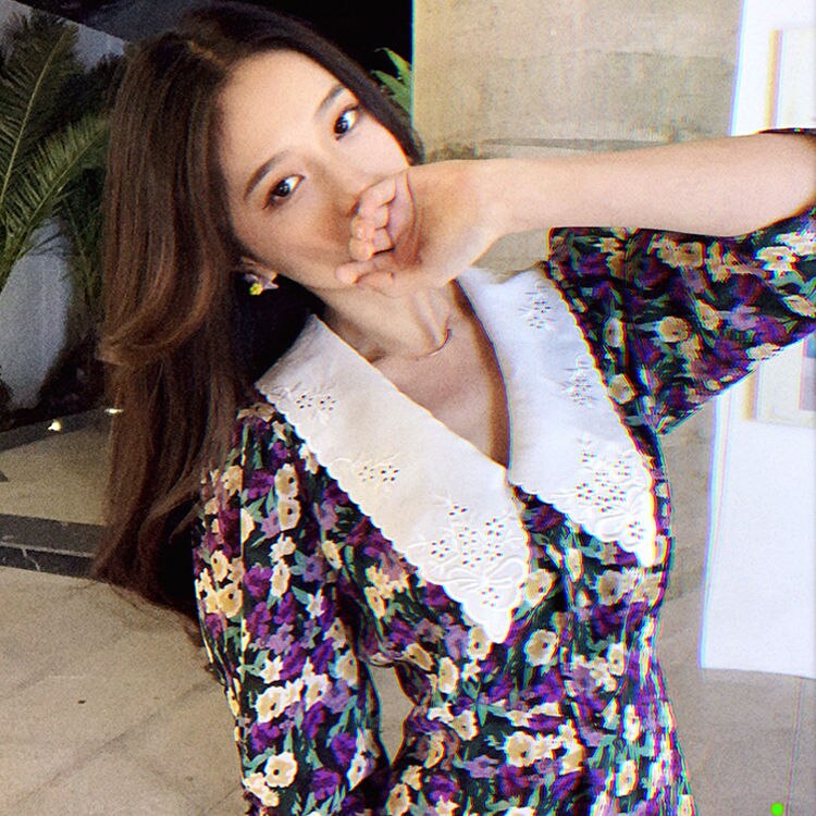 Floral Dress With Peter Pan Collar