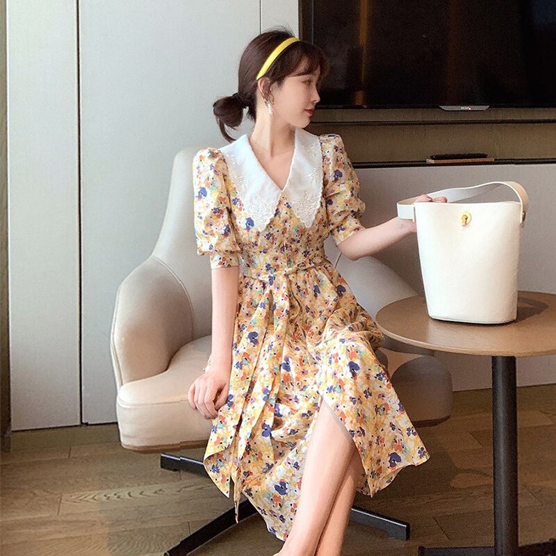 Floral Dress With Peter Pan Collar