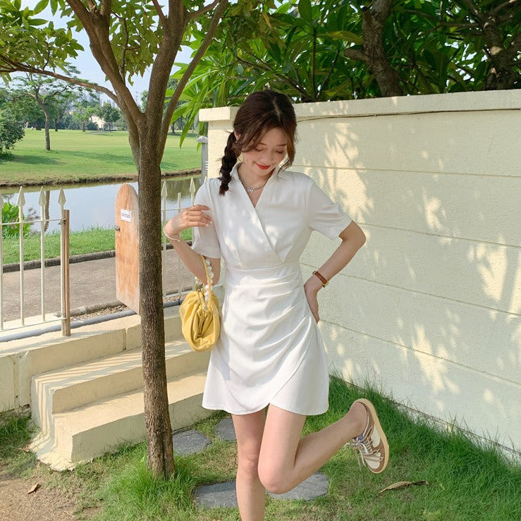Shortsleeved Mini Dress With V-Neck