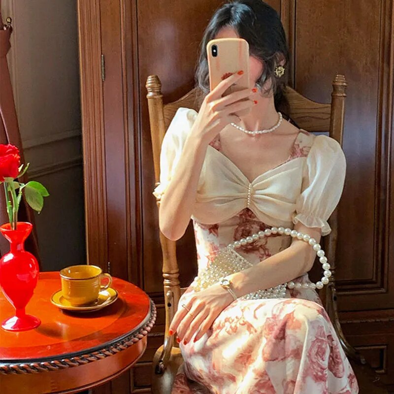 Floral Chiffon Midi Dress