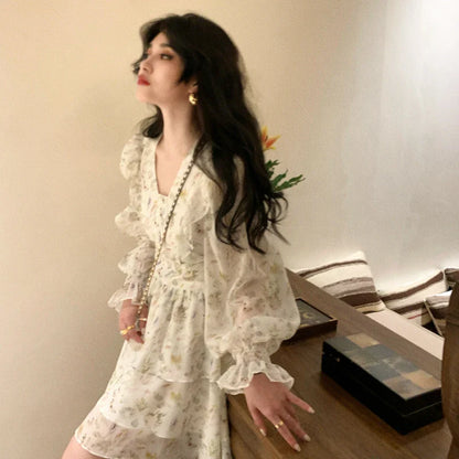 Vintage Ruffled And Elegant Mini Dress