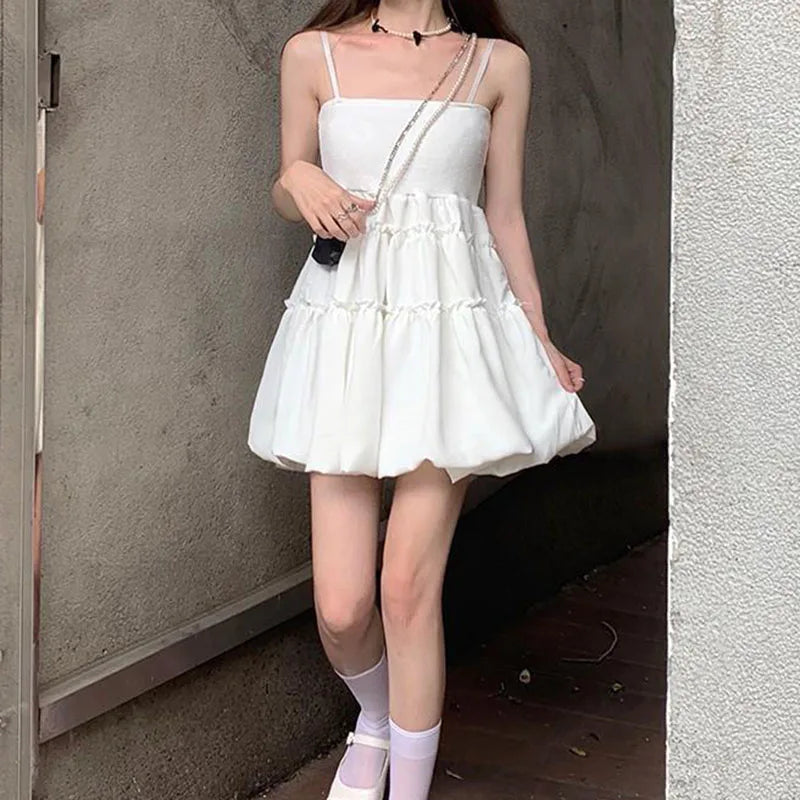 Spaghetti Strap Agaric Edge Black Dress