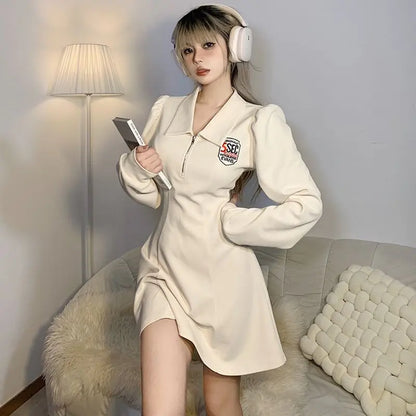 Polo Style Dress With Long Sleeves