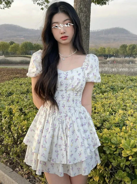 Preppy Style Dress With Floral Print