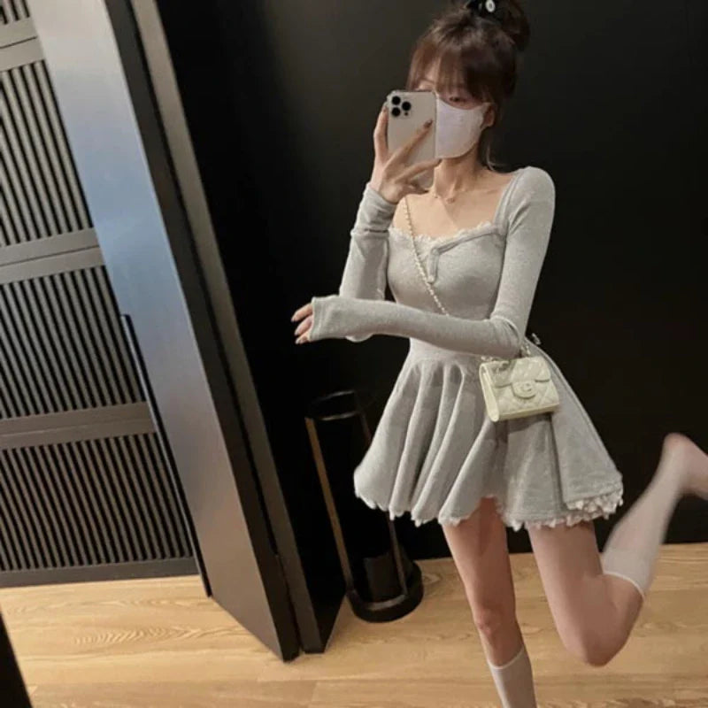 Elegant Mini Dress With Lace Application