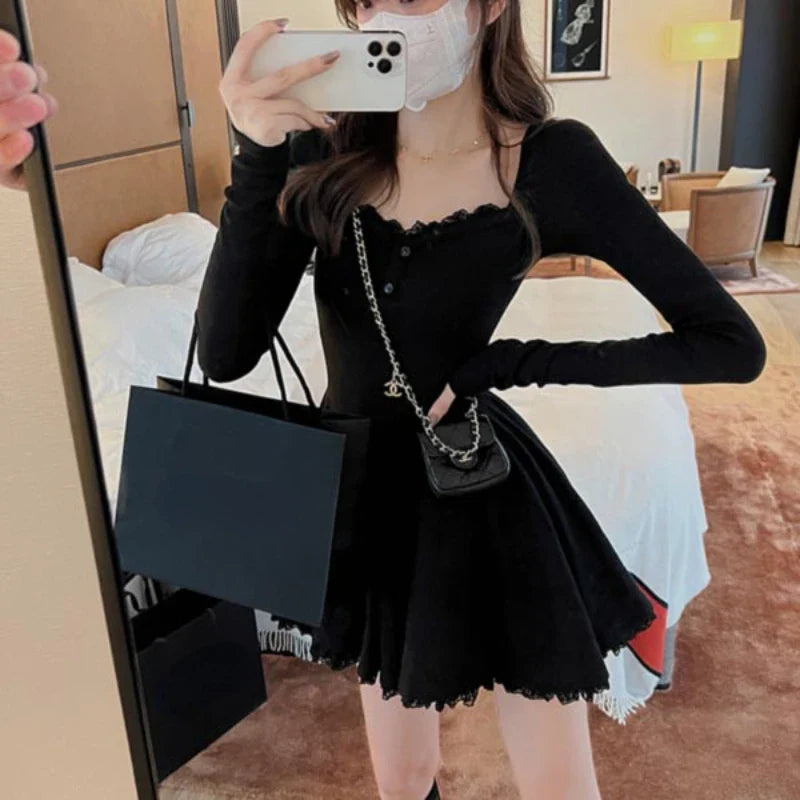 Elegant Mini Dress With Lace Application