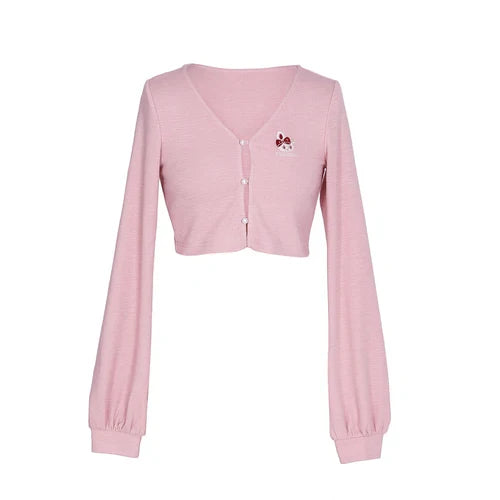Kawaii Style Two Piece Set: Cute Cardigan + Ruched Lace Dress