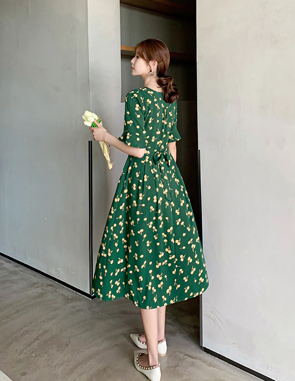 Midi Dress With Cherry Pattern