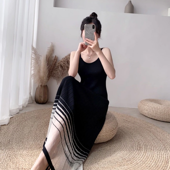 Ribbed Spaghetti Strap Dress