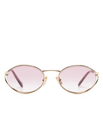 Miu Miu Eyewear lunettes de soleil ovales à plaque logo