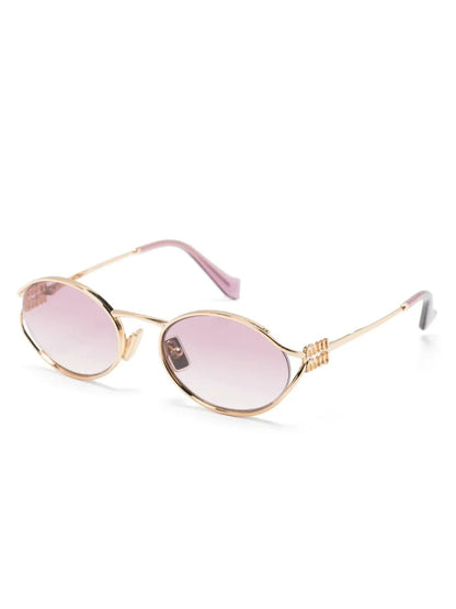 Miu Miu Eyewear lunettes de soleil ovales à plaque logo