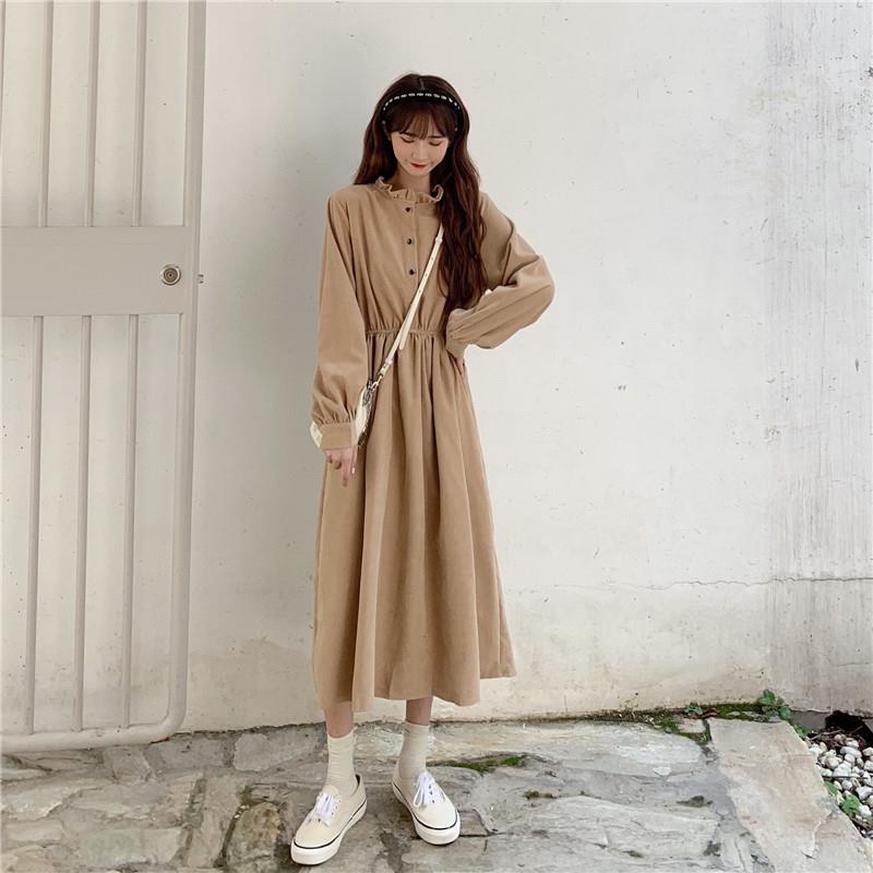 Button-Down Dress With Long Sleeves And A-Line Cut