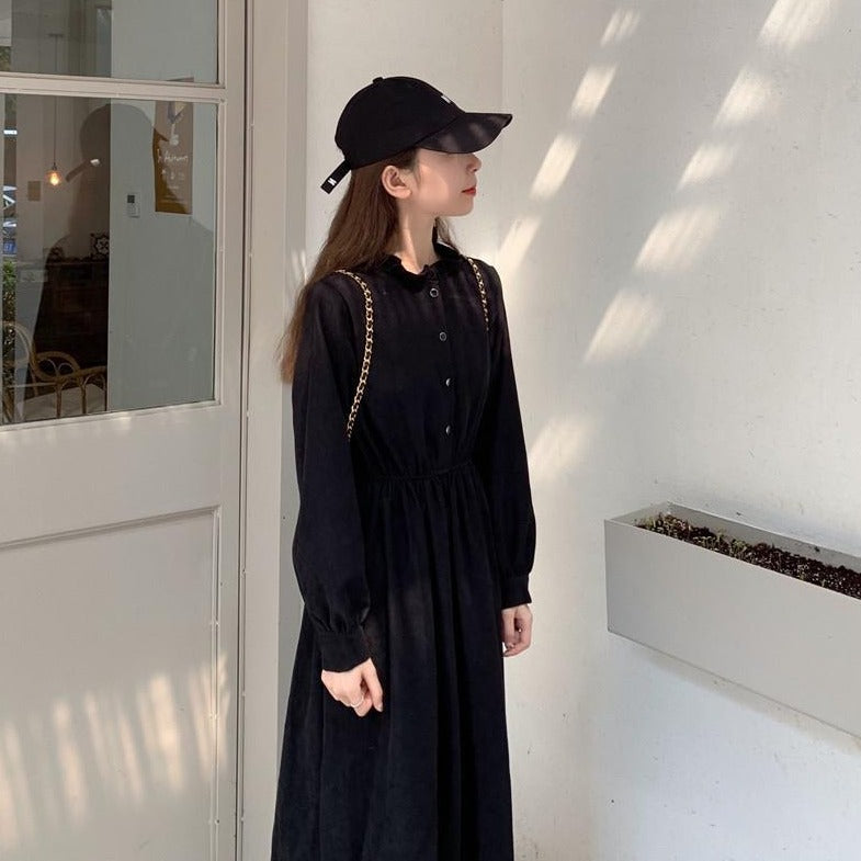 Button-Down Dress With Long Sleeves And A-Line Cut