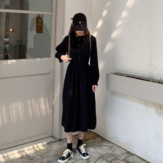 Button-Down Dress With Long Sleeves And A-Line Cut