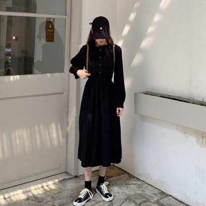 Button-Down Dress With Long Sleeves And A-Line Cut