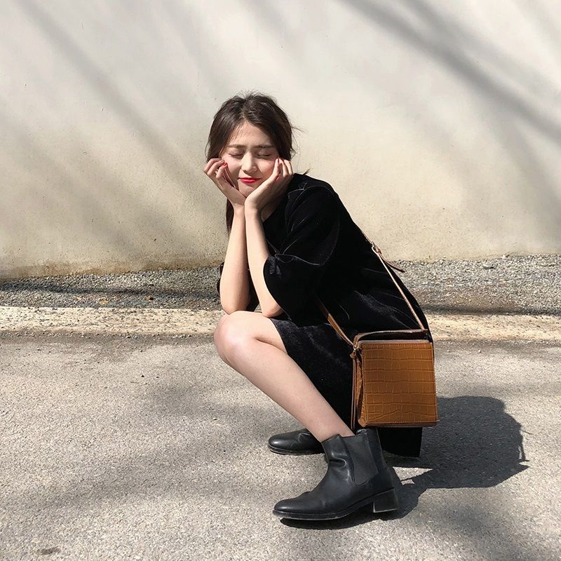 Velvet Mini Dress With Wide Sleeves