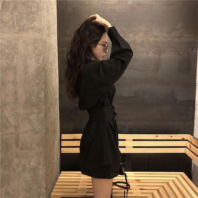 Long Shirt/Dress With Rivet Waist Belt