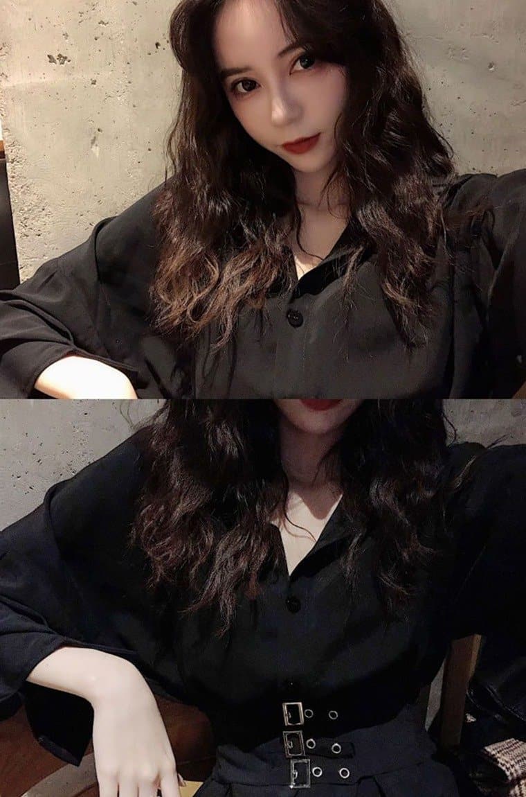 Long Shirt/Dress With Rivet Waist Belt