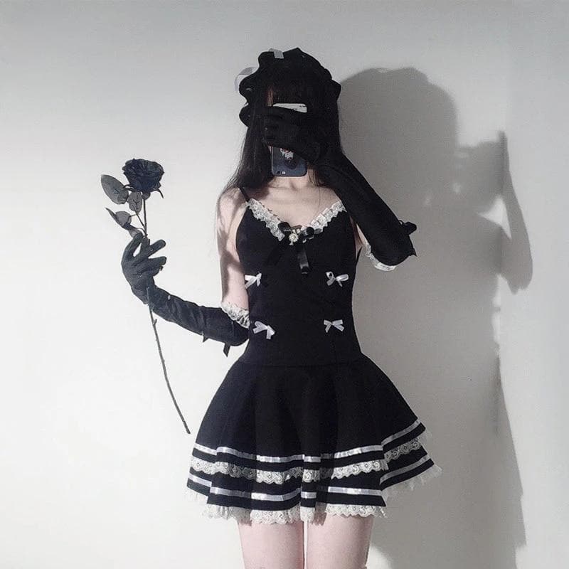 Mini Dress With Lace-Up And Ribbons