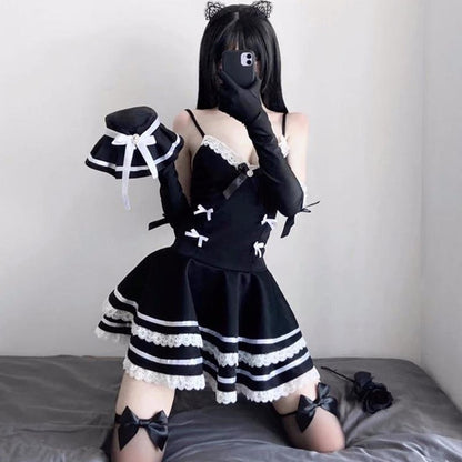 Mini Dress With Lace-Up And Ribbons