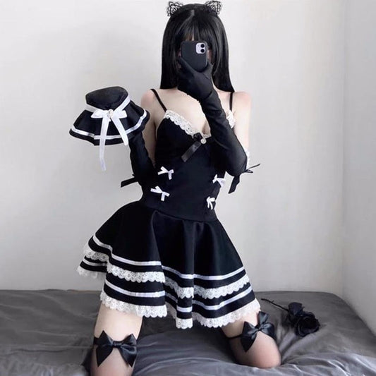 Mini Dress With Lace-Up And Ribbons