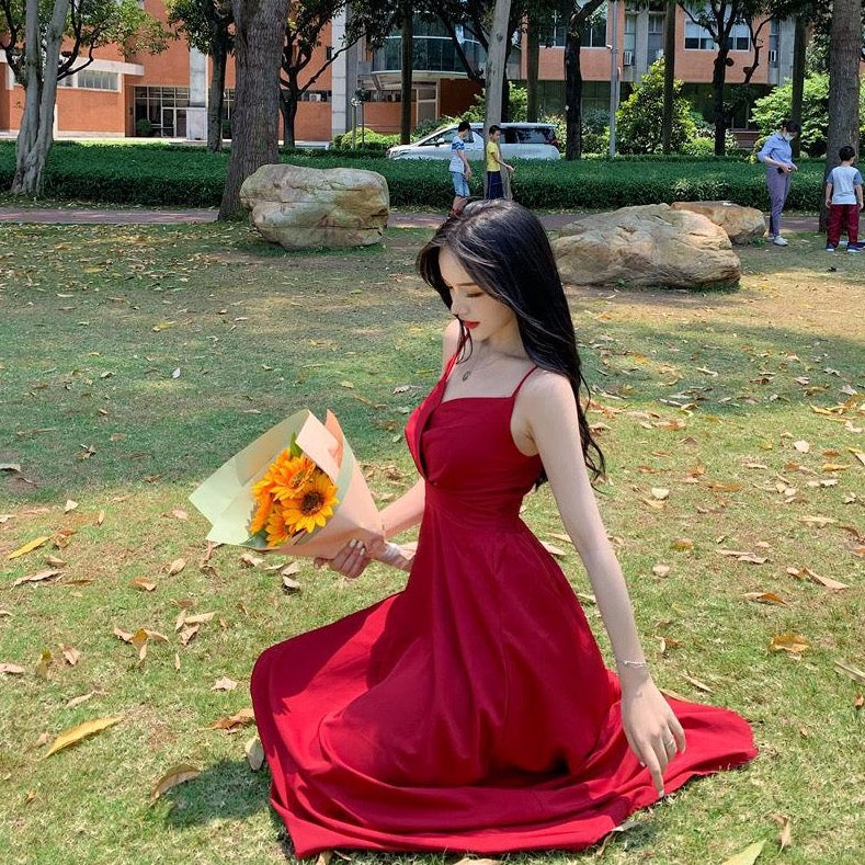 Midi Dress With Spaghetti Straps