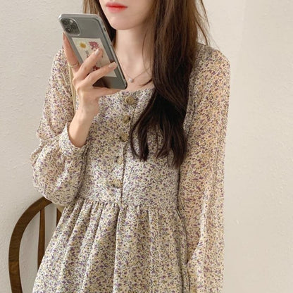 Floral Dress With Buttons