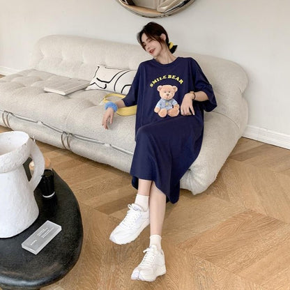 'SMILE BEAR' T-Shirt Dress With Bear Print