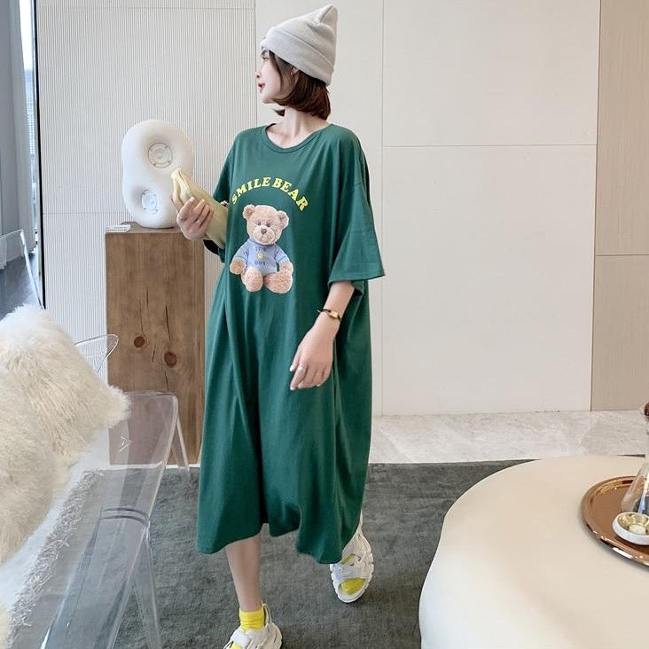 'SMILE BEAR' T-Shirt Dress With Bear Print
