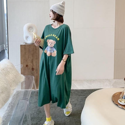 'SMILE BEAR' T-Shirt Dress With Bear Print