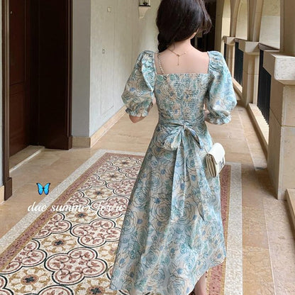 Off-Shoulder Dress With Rose Print