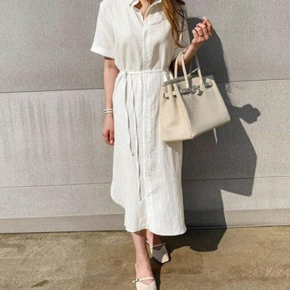 Button-Down Dress With Waist Band