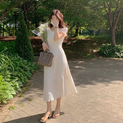 Shortsleeved Dress With V-Neck