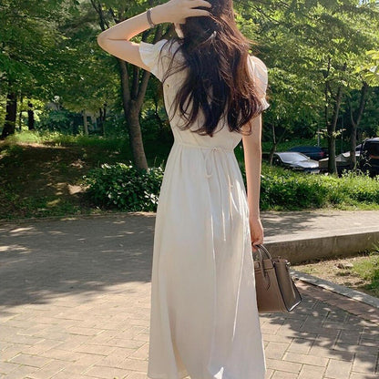 Shortsleeved Dress With V-Neck