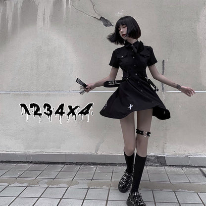 Button-Down Dress With Cross Detail (With Or Without Tie)