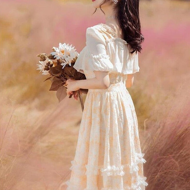 Layered Ruffle-Dress With Short Sleeves