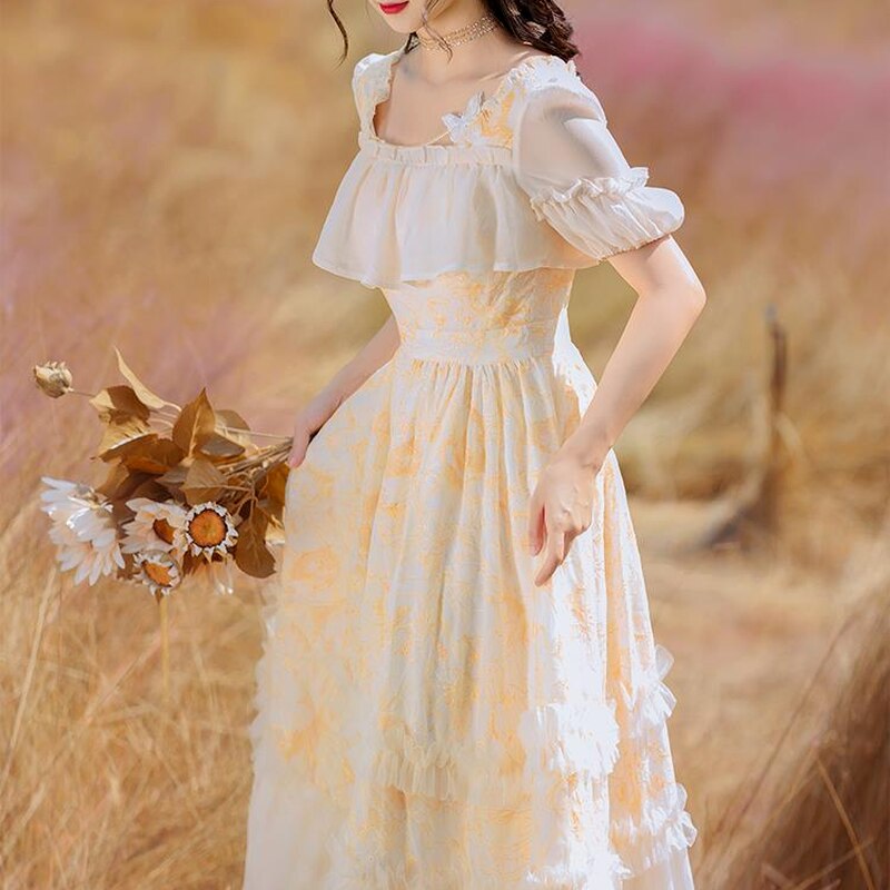 Layered Ruffle-Dress With Short Sleeves