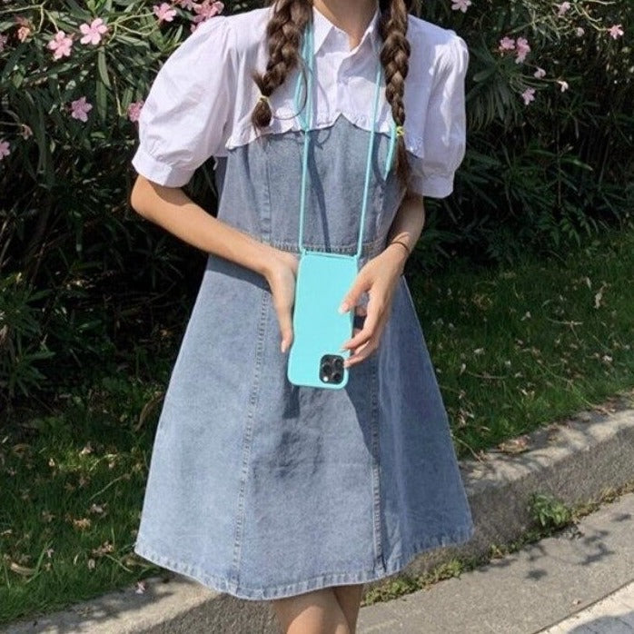 2-in-1 Denim Mini Dress