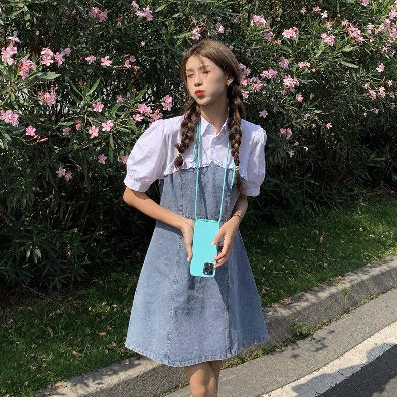 2-in-1 Denim Mini Dress