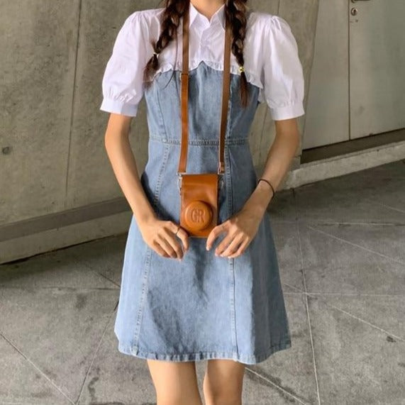 2-in-1 Denim Mini Dress