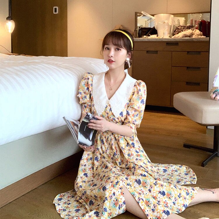 Floral Dress With Peter Pan Collar